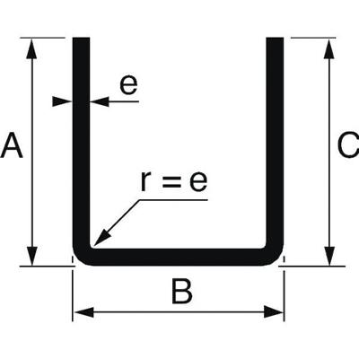 Profilé acier U - 40x100x40x4 mm - 6.10ml