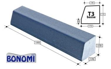 Bordure trottoir béton type T3 surbaissée - H17xl17x100cm